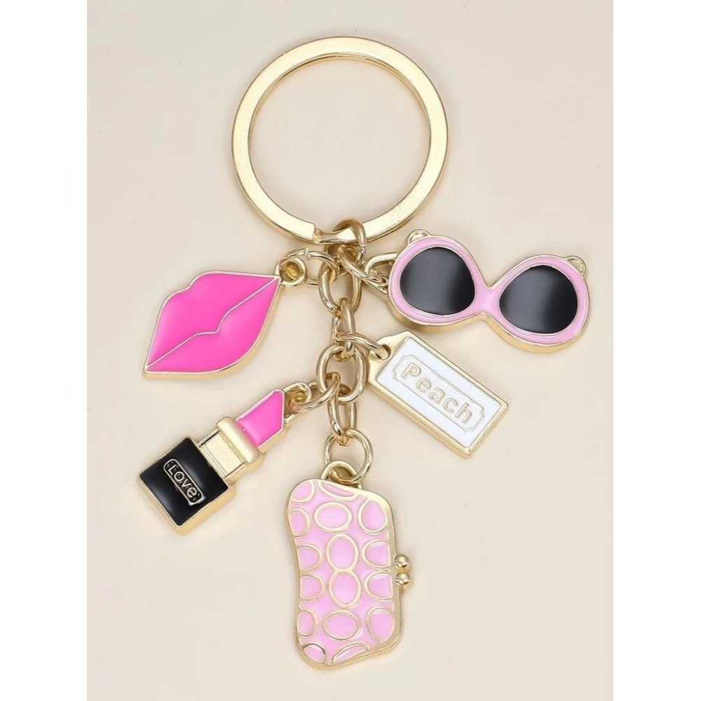 Pink Lipstick Charm Keychain